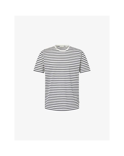 Gant White Regular-Fit Striped Cotton T-Shirt for men