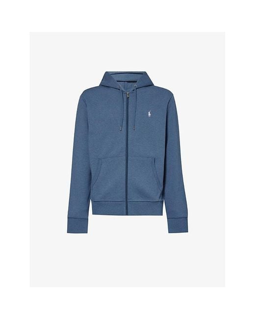 Polo Ralph Lauren Blue Brand-embroidered Zip-fastened Cotton And Recycled-polyester Hoody X for men