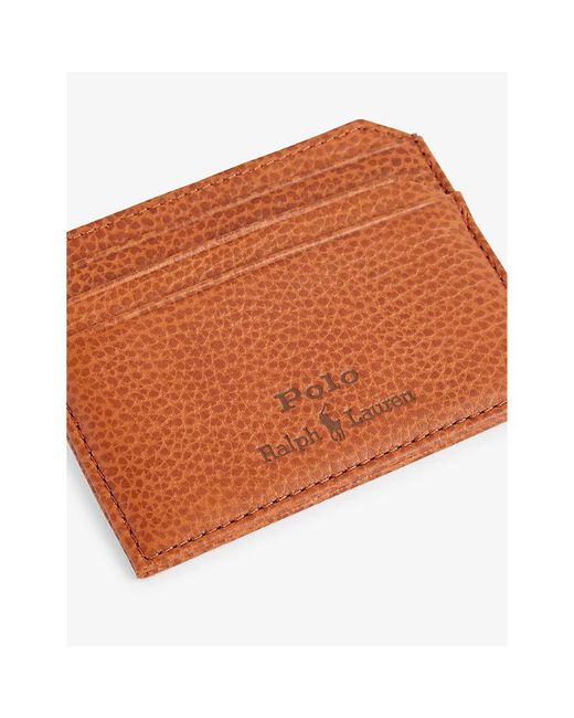 Polo Ralph Lauren Orange Logo-debossed Rectangle Leather Cardholder for men