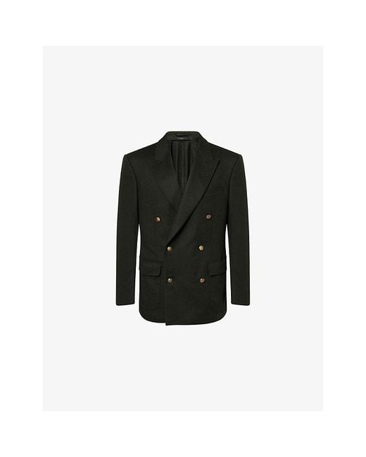 Dunhill Black Double-Breasted Notched-Lapel Cashmere Jacket for men