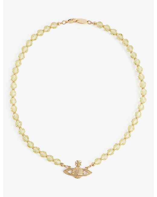 Vivienne Westwood Natural Messaline Gold-tone Brass And Crystal-embellished Choker Necklace