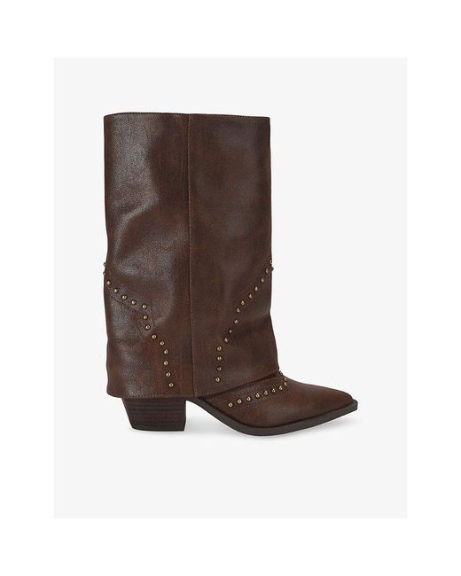 Steve Madden Brown Saddle Faux-Leather Western Boots
