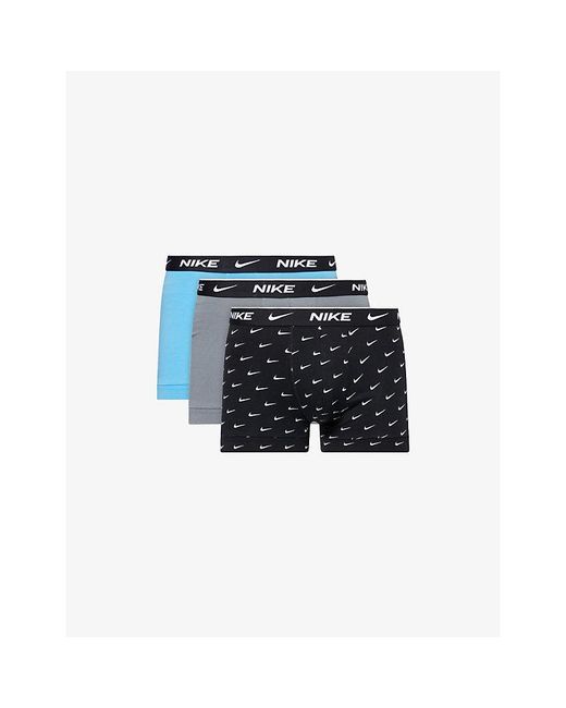 Nike Blue Dri Fit Branded Pack Of Three Stretch-Woven Boxer Briefs for men