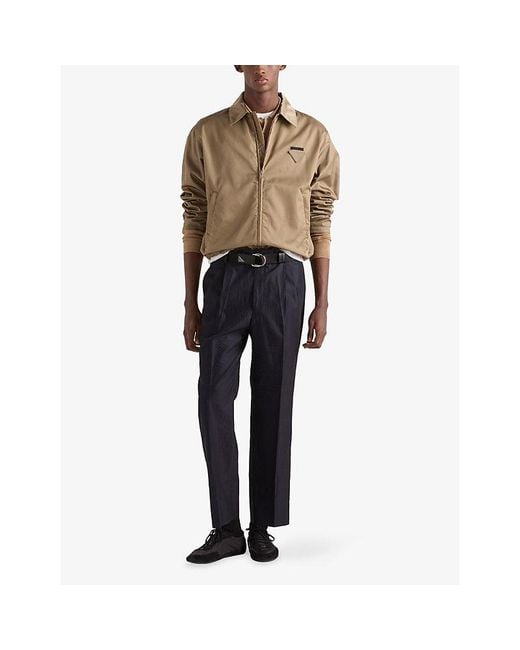 Prada Natural Re-Nylon Blouson Zipped Shell Jacket for men
