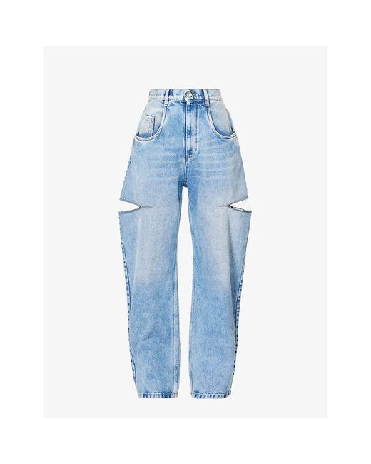 Maison Margiela Blue Icons Cut-out Straight-leg High-rise Jeans