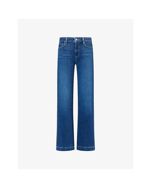 PAIGE Blue Leenah High-Rise Wide-Leg Cotton-Blend Denim Jeans