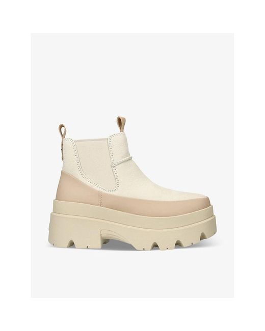 Ugg Natural Brisbane Ridged-sole Faux-leather Chelsea Boots