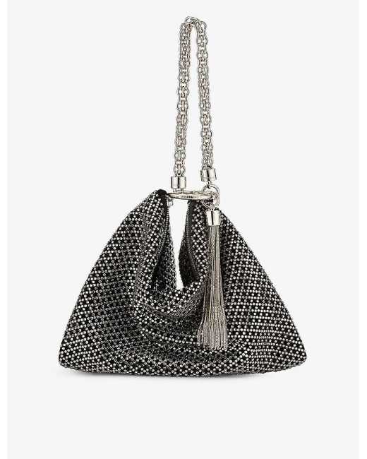 Jimmy Choo Black Callie Crystal-embellished Leather Clutch Bag
