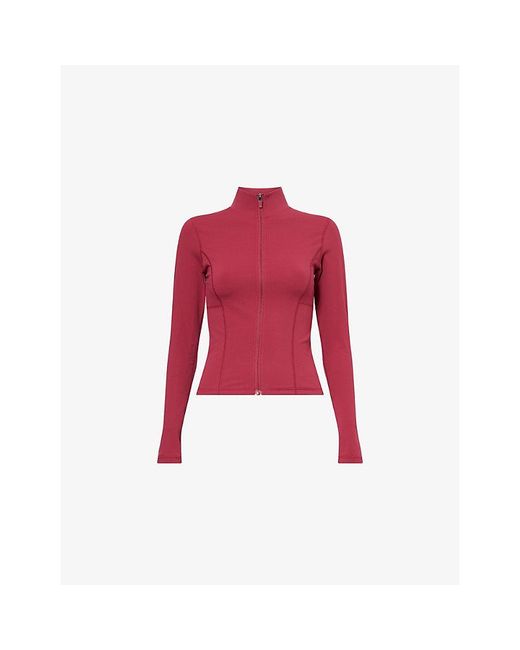 BO+TEE Red Slim-Fit High-Neck Stretch-Woven Track Jacket