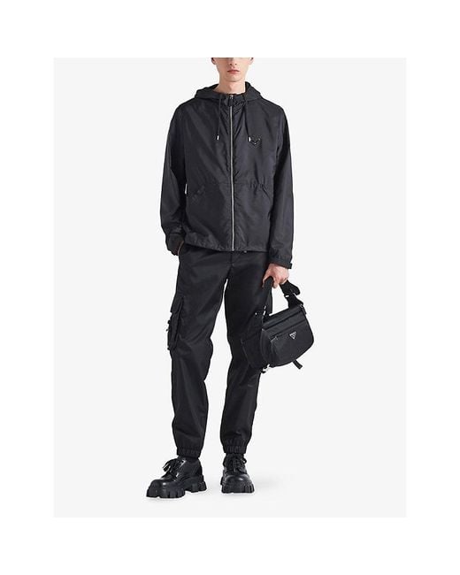Prada Black Re-Nylon Drawstring-Hood Shell Jacket for men