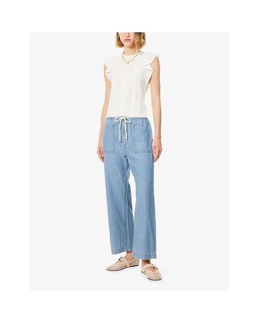 PAIGE White Margo Ruffle Viscose Top
