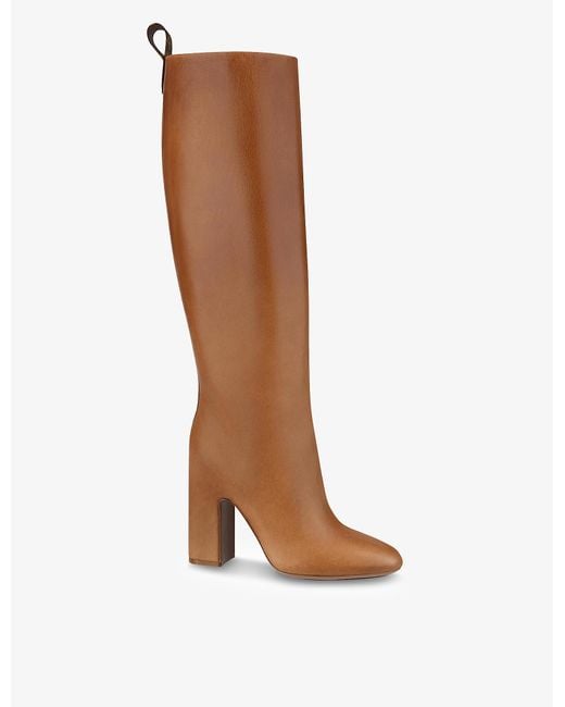 Louis Vuitton Donna Knee-high Leather Heeled Boots in Brown