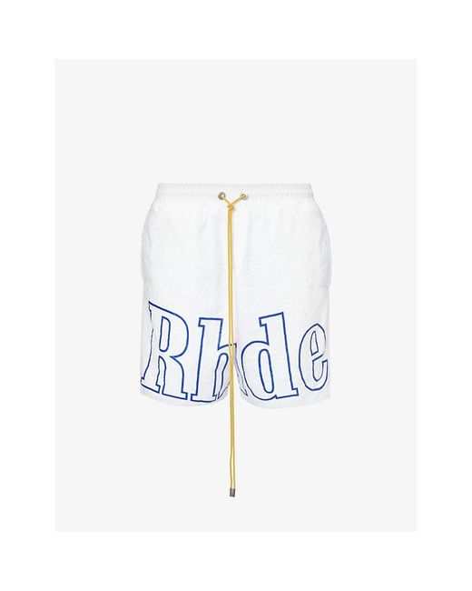 Rhude Blue Track Brand-logo Shell Shorts for men