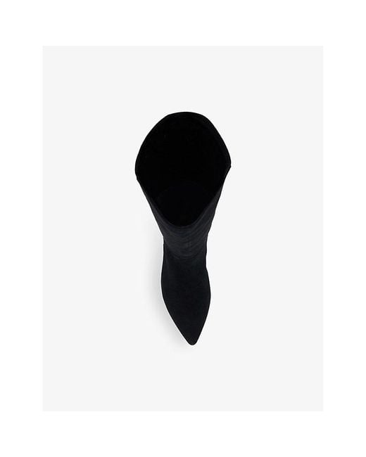 Dune Black Sera Wide-Fit Suede Heeled Knee-High Boots