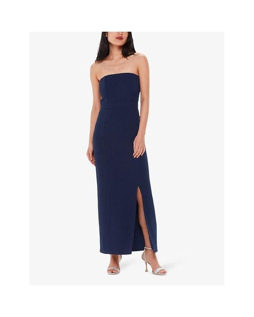 Whistles Blue Vy Gemma Strapless Stretch Recycled-polyester Maxi Dress