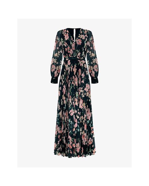 Phase Eight Black Rosa Floral-Print Woven Maxi Dress