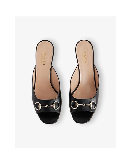 GUCCI 26S HEELED MULES 85 MM IN BLACK CALFSKIN