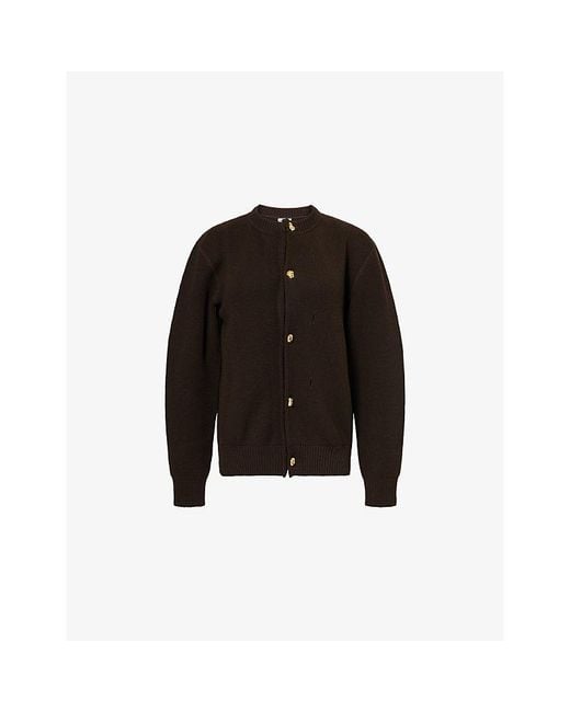 Bottega Veneta Black Embossed-Button Wool And Cotton-Blend Cardigan
