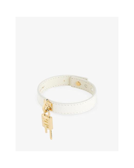 Givenchy White Padlock-charm Adjustable Leather Bracelet
