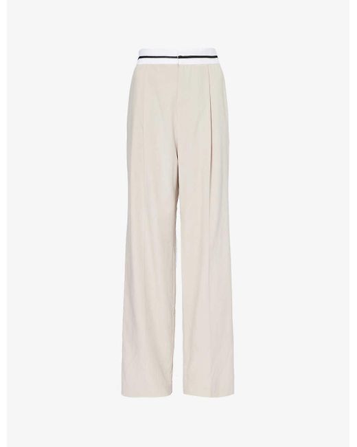 Viktoria & Woods White Wilson Elasticated-waistband Straight-leg Relaxed-fit Cotton And Linen-blend Trouser