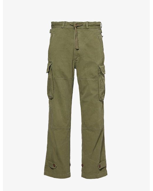 Polo Ralph Lauren Green Herringbone Belt-loop Relaxed-fit Straight-leg Cotton Trousers for men