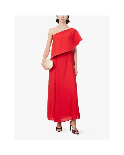Pretty Lavish Red Liv Draped Asymmetric Crepe Maxi Dress