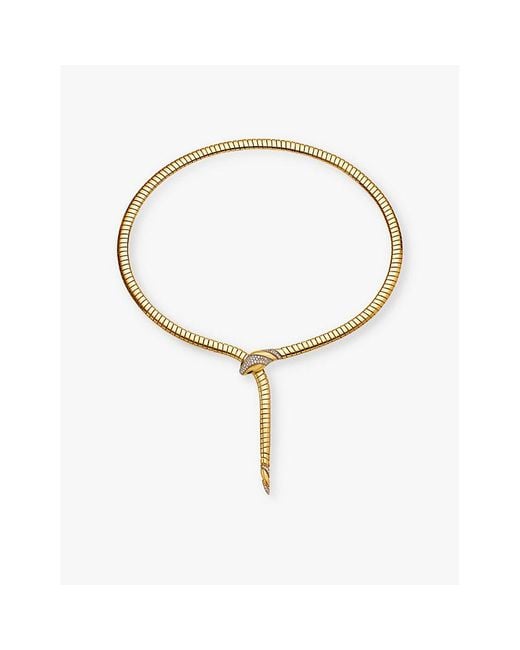 BVLGARI Brown Serpenti Tubogas 18Ct- 0.46Ct Brilliant-Cut Diamond And Onyx Necklace