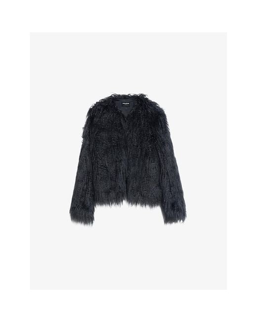 Zadig & Voltaire Black Freddie Single-Breasted Faux-Fur Coat