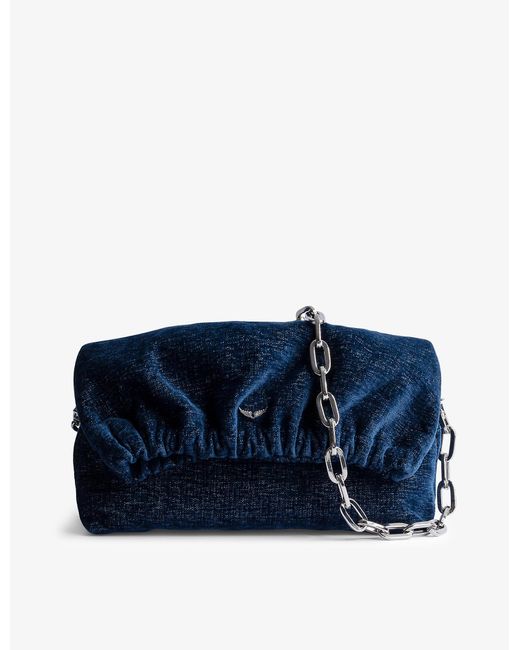 Zadig & Voltaire Rockyssime Gathered Denim Shoulder Bag in Blue Lyst
