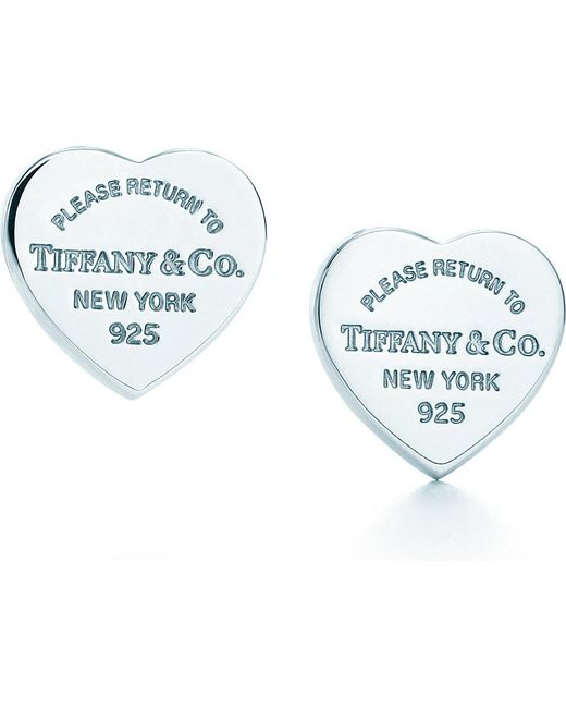 Tiffany & Co. Return To Tiffany™ Mini Heart Tag Earrings In Sterling Silver  in Metallic | Lyst UK