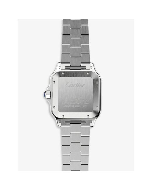 Cartier White Crw2Sa0009 Santos De Large Stainless-Steel, 18Ct- And Interchangeable Leather Strap Automatic Watch for men