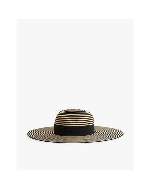 Reiss Multicolor Emilia Wide-brim Striped Raffia Hat