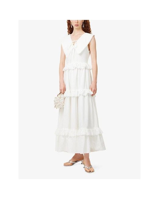 Sister Jane White Neroli Tiered Woven Maxi Dress