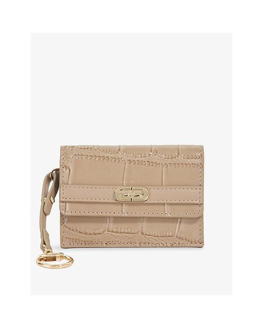 Dune Natural Kimble Reptile-Effect Leather Card Holder
