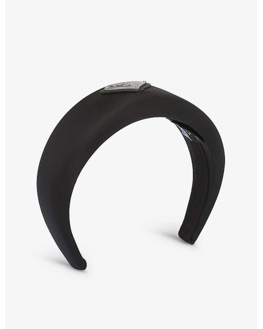 Prada Black Re-nylon Brand-plaque Recycled-nylon Headband