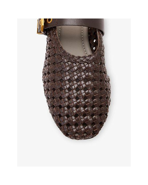 AllSaints Brown Sabine Woven Leather Ballet Flats