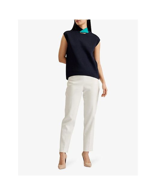 Ted Baker Blue Vy Kaedee Twist-collar Stretch-knit Top