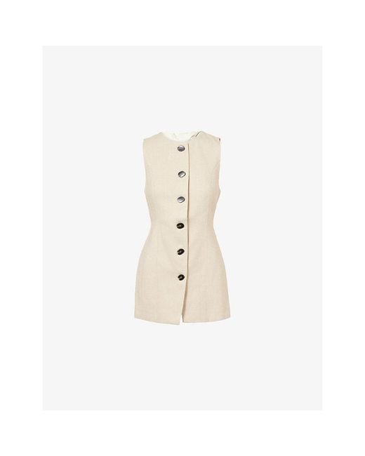 Dissh Natural Frankie Tie-Waist Tweed Vest