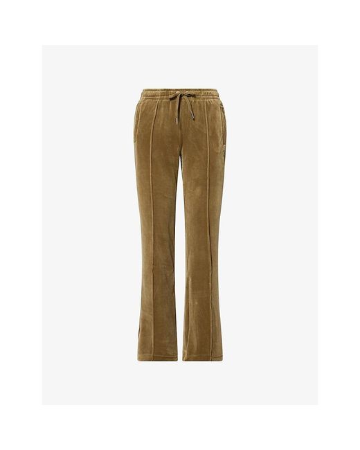 Juicy Couture Natural Tina Rhinestone-Logo Velour Jogging Bottoms