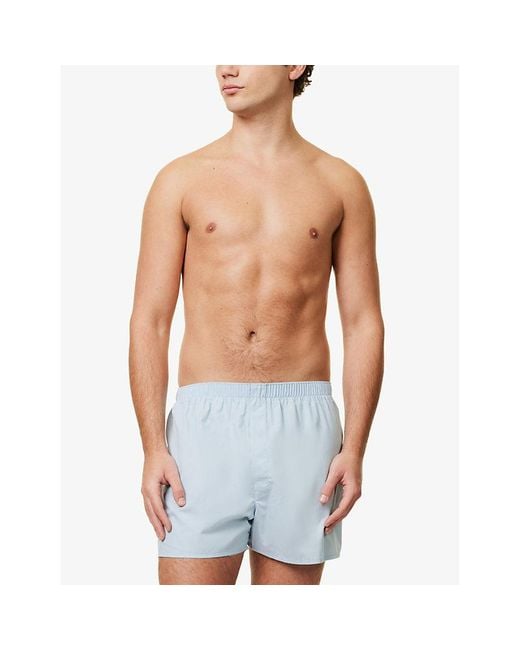 Sunspel Blue Classic Cotton Boxer Shorts for men