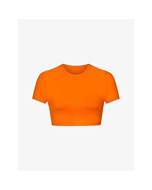 Skims Orange T-shirt Recycled Stretch-nylon Bikini Top X