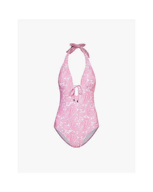 Heidi Klein Pink Ischia Paisley-print Stretch-recycled Polyamide Swimsuit X