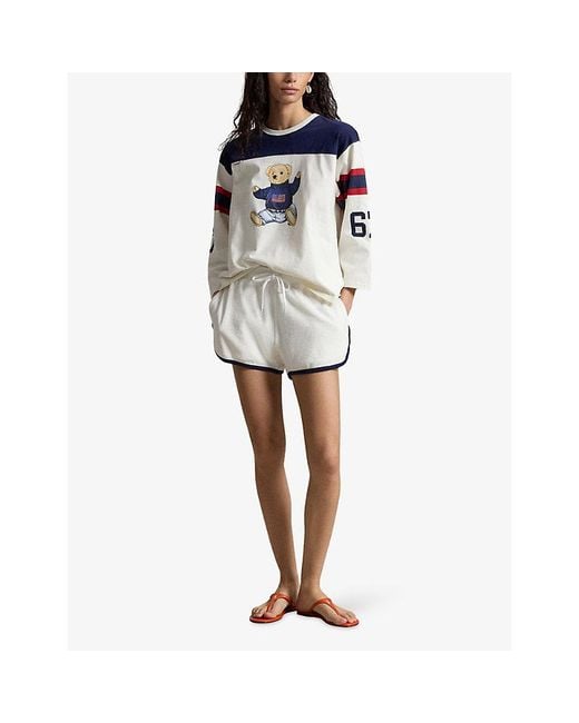Polo Ralph Lauren Blue Polo Bear Oversized-Fit Cotton-Jersey T-Shirt