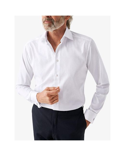 Eton of Sweden White Contemporary Signature French-Cuff Cotton-Twill Shirt for men