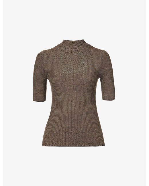 Theory Mirzi Slimfit Wool Top in Gray Lyst