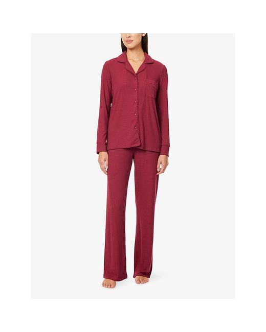 THE NAP CO Red Stretch Ribbed Long-Sleeve Modal-Jersey Pyjama Set
