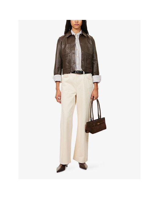 ME+EM Brown Patch-Pocket Leather Jacket