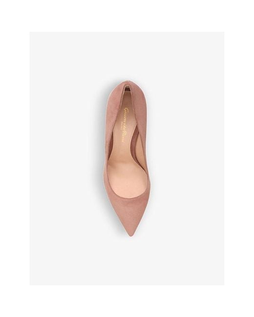 Gianvito Rossi Pink Pointed-Toe Suede Court Heels