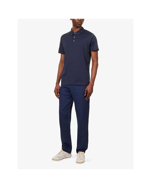 Sunspel Blue Short-Sleeve Cotton-Jersey Polo Shirt for men