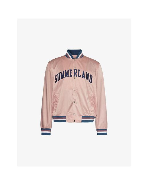 NAHMIAS Pink Summerland Boxy-fit Satin Varsity Jacket for men